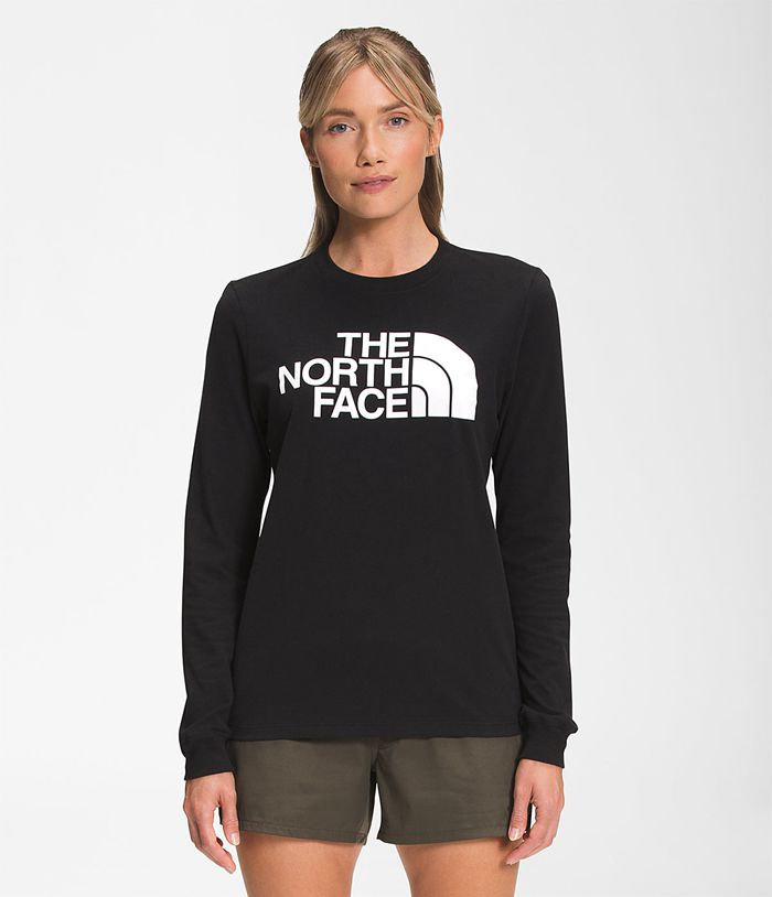 The North Face T-Shirts Long Sleeve Half Dome Black - Womens - Thailand KCJPX-6013